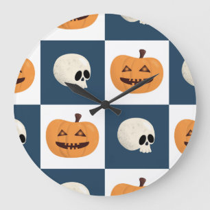 Reloj Redondo Grande Comprobaciones de calaveras y calabazas