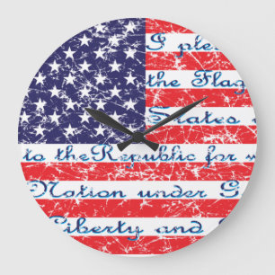 Reloj Redondo Grande Compromiso de Allegience USA Flag