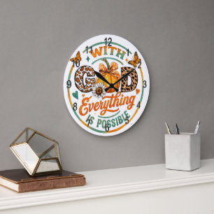 Reloj Redondo Grande Con Dios todo es posible