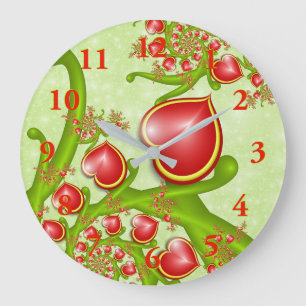 Reloj Redondo Grande Con mucho amor Corazón Rojo Amarillo Arte Fractal