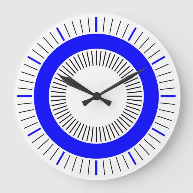 Reloj Redondo Grande Concentric Rays - Solid Blue (Anverso)