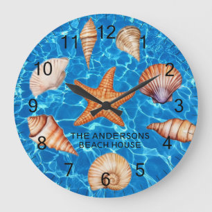 Reloj Redondo Grande Conchas costeras modernas atesoran al Personalizad