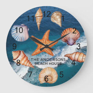 Reloj Redondo Grande Conchas costeras modernas atesoran al Personalizad