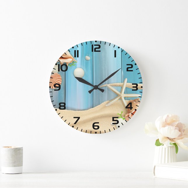 Reloj Redondo Grande Conchas en Arena (Subido por el creador)