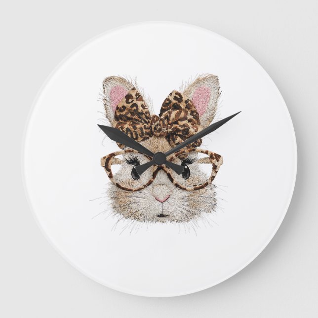 Reloj Redondo Grande Conejito Cara de Conejo Leopardo Coqueta Gafas de  (Anverso)