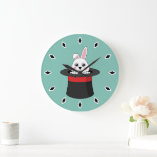 Reloj Redondo Grande Conejito en Gorra del asistente