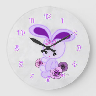Reloj Redondo Grande Conejito Gótico Peludo Adorable