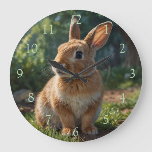 Reloj Redondo Grande Conejito lindo jardín de cottage inglés Pascua