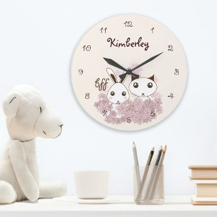 Reloj Redondo Grande Conejito lindo y amigos animales gatito niños