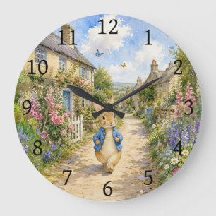 Reloj Redondo Grande Conejo clásico pueblo inglés rural