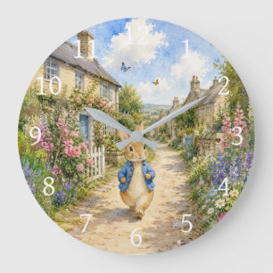 Reloj Redondo Grande Conejo clásico pueblo inglés rural