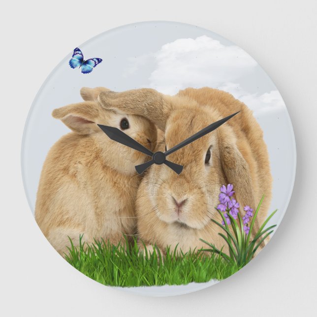 Reloj Redondo Grande Conejo conejo conejo conejo  (Anverso)