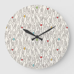 Reloj Redondo Grande Conejo de Pascua: Alegre Diversión sin Marea.