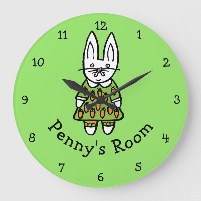 Reloj Redondo Grande Conejo de Penny personalizado (Anverso)