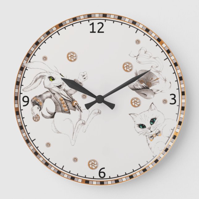 Reloj Redondo Grande Conejo de wonderland (Anverso)