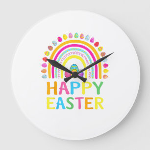 Reloj Redondo Grande Conejo Feliz de Pascua Caza de Huevos de Pascua Mu