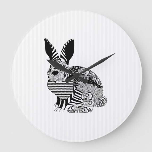 Reloj Redondo Grande Conejo floral (Anverso)