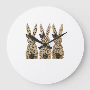 Reloj Redondo Grande Conejo Lindo Lazo Leopardo Divertido Día de Pascua