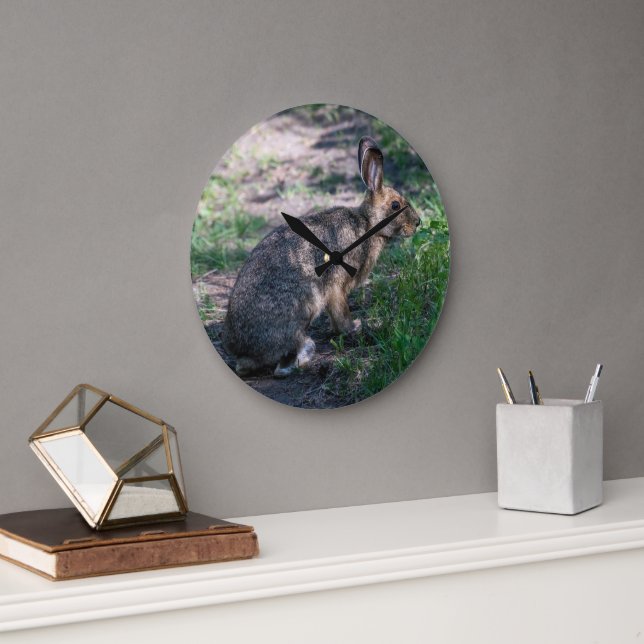 Reloj Redondo Grande Conejo marrón, descansando en la naturaleza (Oficina)