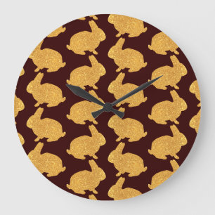 Reloj Redondo Grande Conejos de oro
