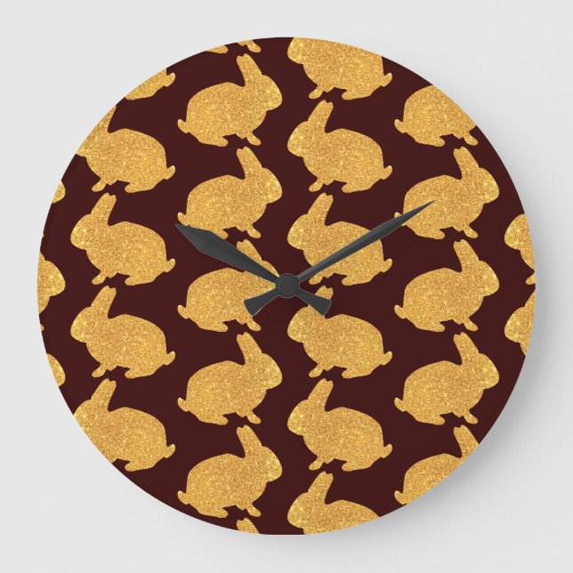 Reloj Redondo Grande Conejos dorados (Anverso)