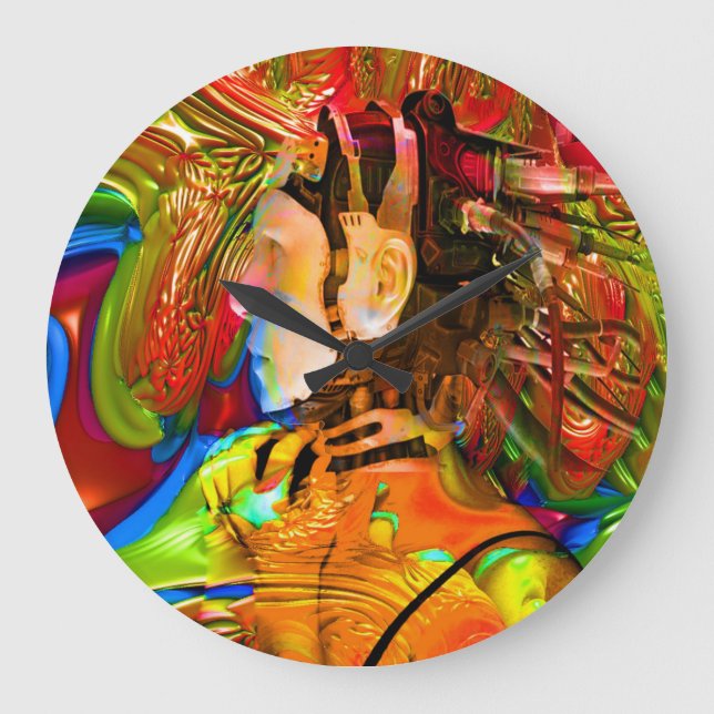 Reloj Redondo Grande Conexión Robot (Anverso)