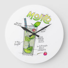 RELOJ REDONDO GRANDE CONEXIONES DE MURO - ARTE CÓCTEL DE LA RECETA MOJI
