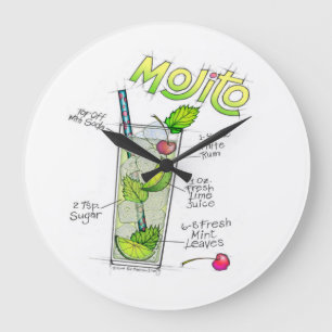 RELOJ REDONDO GRANDE CONEXIONES DE MURO - ARTE CÓCTEL DE LA RECETA MOJI