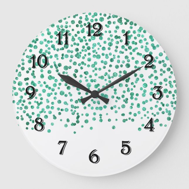 Reloj Redondo Grande Confeti Dazzle de Menta (Anverso)