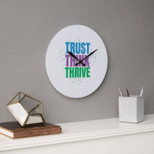 Reloj Redondo Grande Confía Piensa Triunfa – Diseño de Cita Motivaciona