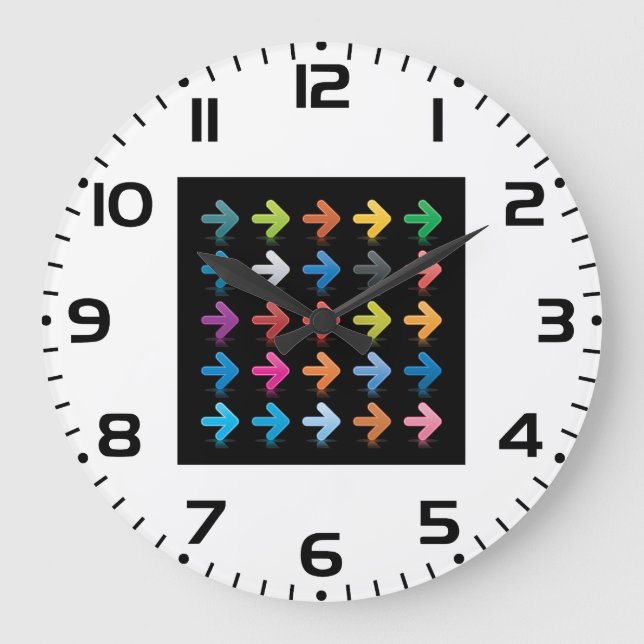 Reloj Redondo Grande Conjunto de Flechas Brillantes Indicadores Direcci (Anverso)