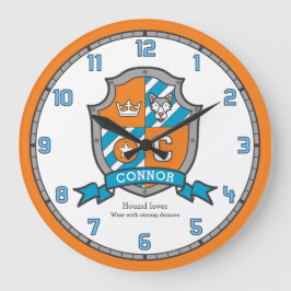 Reloj Redondo Grande Connor boys nombra a un naranja de escudo de cabal