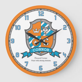 Reloj Redondo Grande Connor boys nombra a un naranja de escudo de cabal