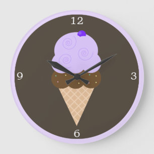 Reloj Redondo Grande Cono De Crema De Hielo Púrpura
