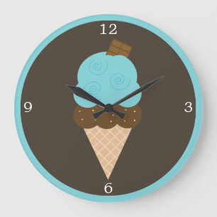 Reloj Redondo Grande Cono de helado azul