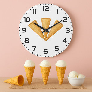 Reloj Redondo Grande Cono de helado de gofre triple Postre de verano