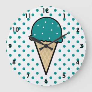 Reloj Redondo Grande Cono de helado verde verde azulado