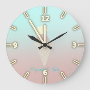 Reloj Redondo Grande Conos de helado geniales adorables - Personalizado