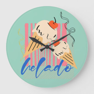 Reloj Redondo Grande Conos de helado italianos retro