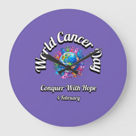 Reloj Redondo Grande Conquistar Con Esperanza. Día Mundial del Cáncer.