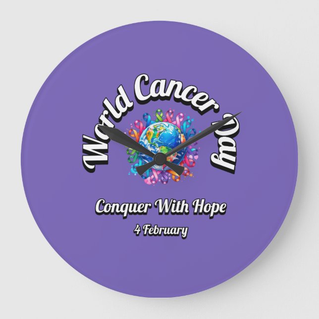 Reloj Redondo Grande Conquistar Con Esperanza. Día Mundial del Cáncer. (Anverso)