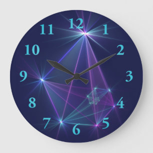 Reloj Redondo Grande Constelación, Arte Fractal de Fantasía Abstracta