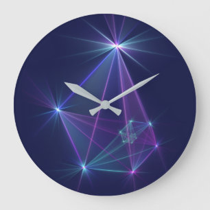 Reloj Redondo Grande Constelación, Arte Fractal de Fantasía Abstracta