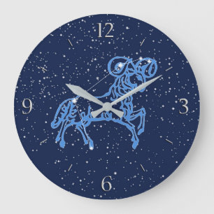 Reloj Redondo Grande Constelación de Aries y signo zodiacal con estrell