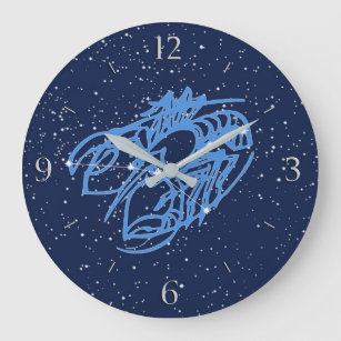 Reloj Redondo Grande Constelación de cáncer y Rótulo zodiaco con estrel