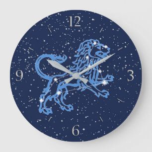 Reloj Redondo Grande Constelación de León y Rótulo Zodiaco con Estrella