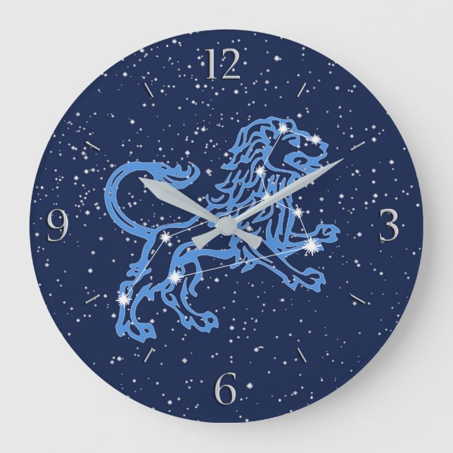 Reloj Redondo Grande Constelación de León y Rótulo Zodiaco con Estrella (Anverso)