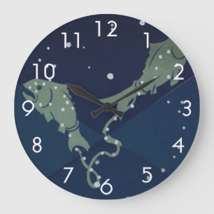 Reloj Redondo Grande Constelación de peces de Piscis Astrología del Zod