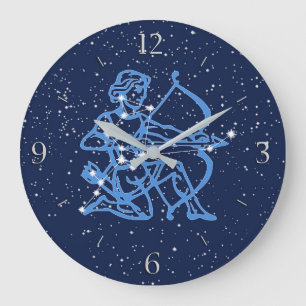 Reloj Redondo Grande Constelación de Sagittarius y Rótulo de Zodiac c