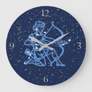 Reloj Redondo Grande Constelación de Sagittarius y Rótulo de Zodiac con